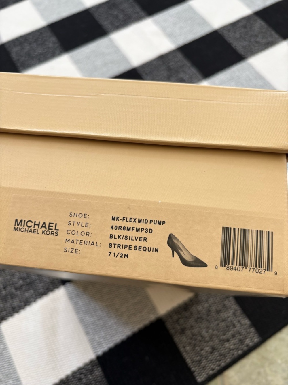 Michael Kors Black and Silver Mid Flex Pump Sequin Dress Heel - Picture 8 of 8